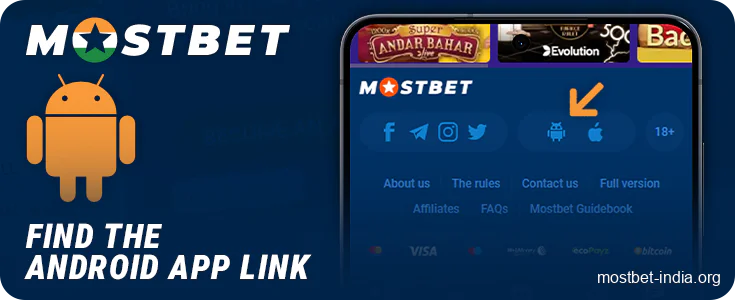 Find the download section for the Mostbet android app
