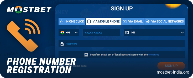 The process of registering at Mostbet Online Casino via phone number